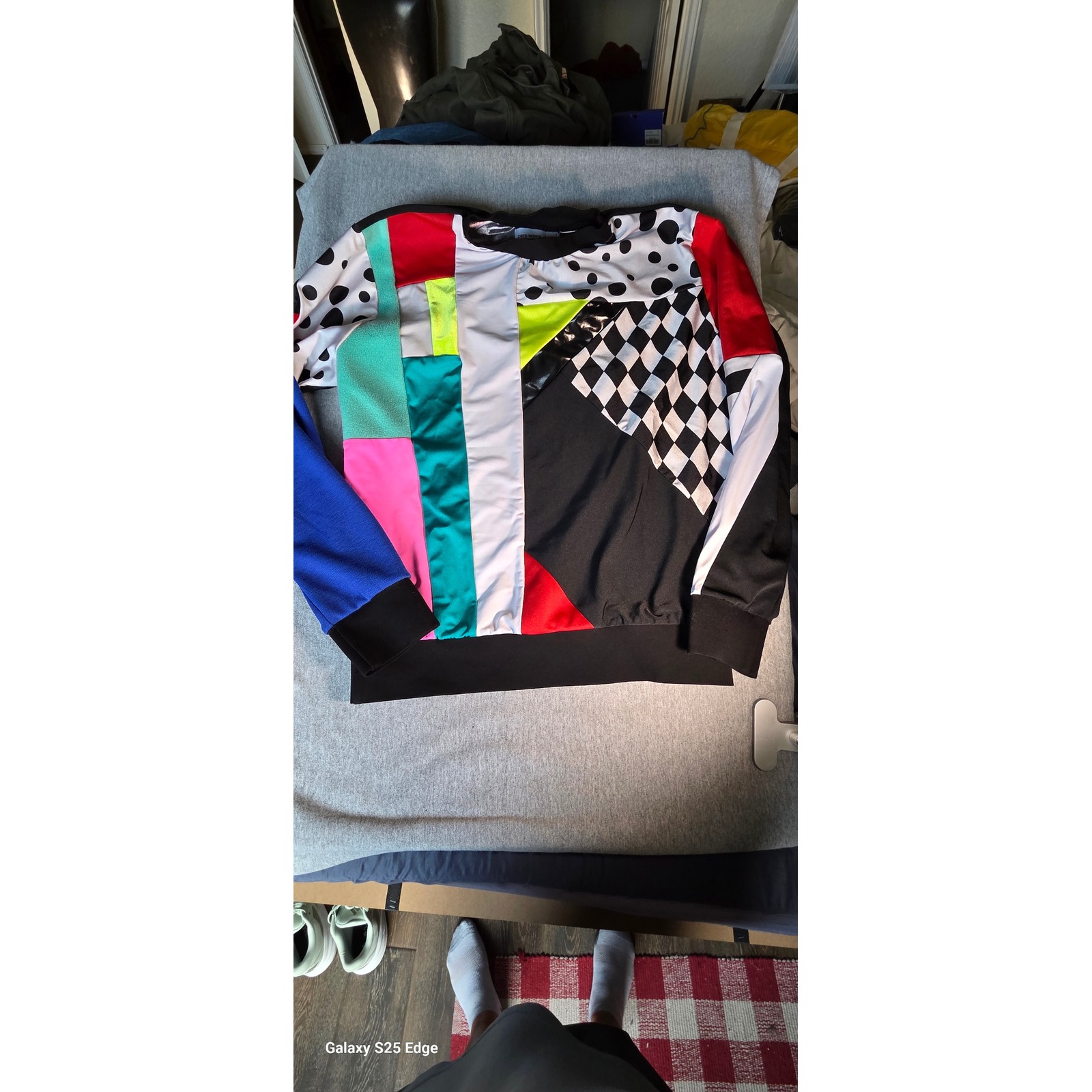 Zero Waste Daniel Patchwork Long Sleeve Top Multicolor Checkerboard Polka Dot S — image 2 of 8